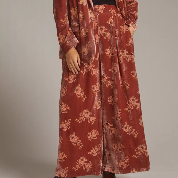 NWOT Anthropologie size small Hutch floral burnout velvet trousers - Picture 6 of 10